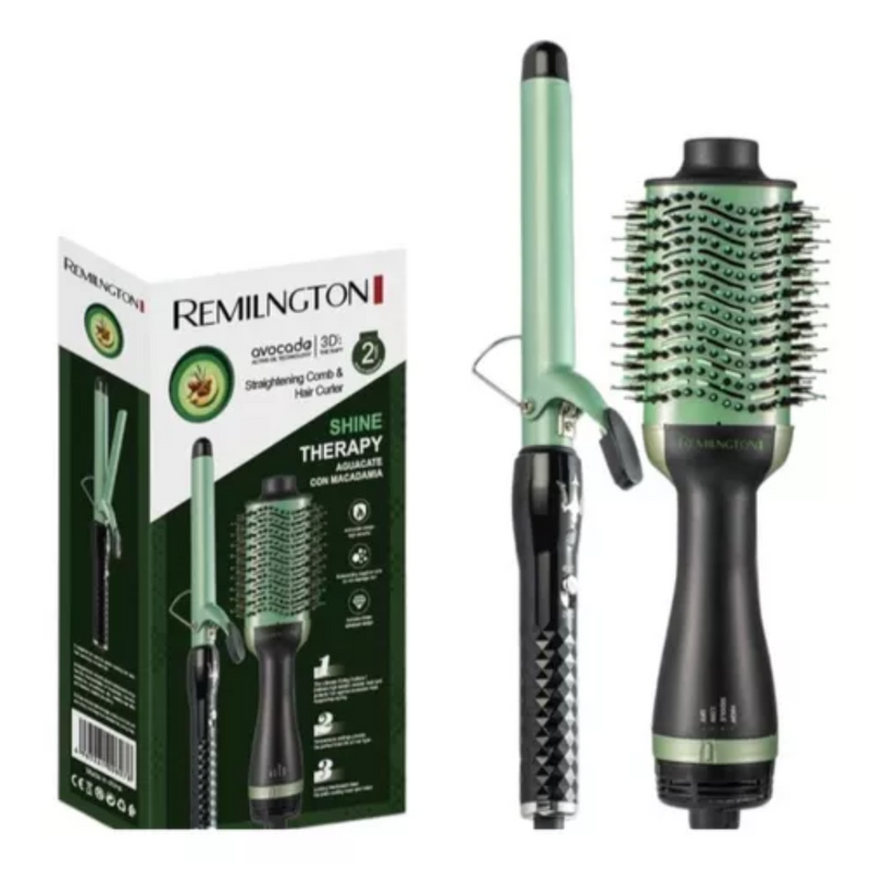 💇♀️✨ Combo Cepillo Secador + Pinza Rizador Aguacate