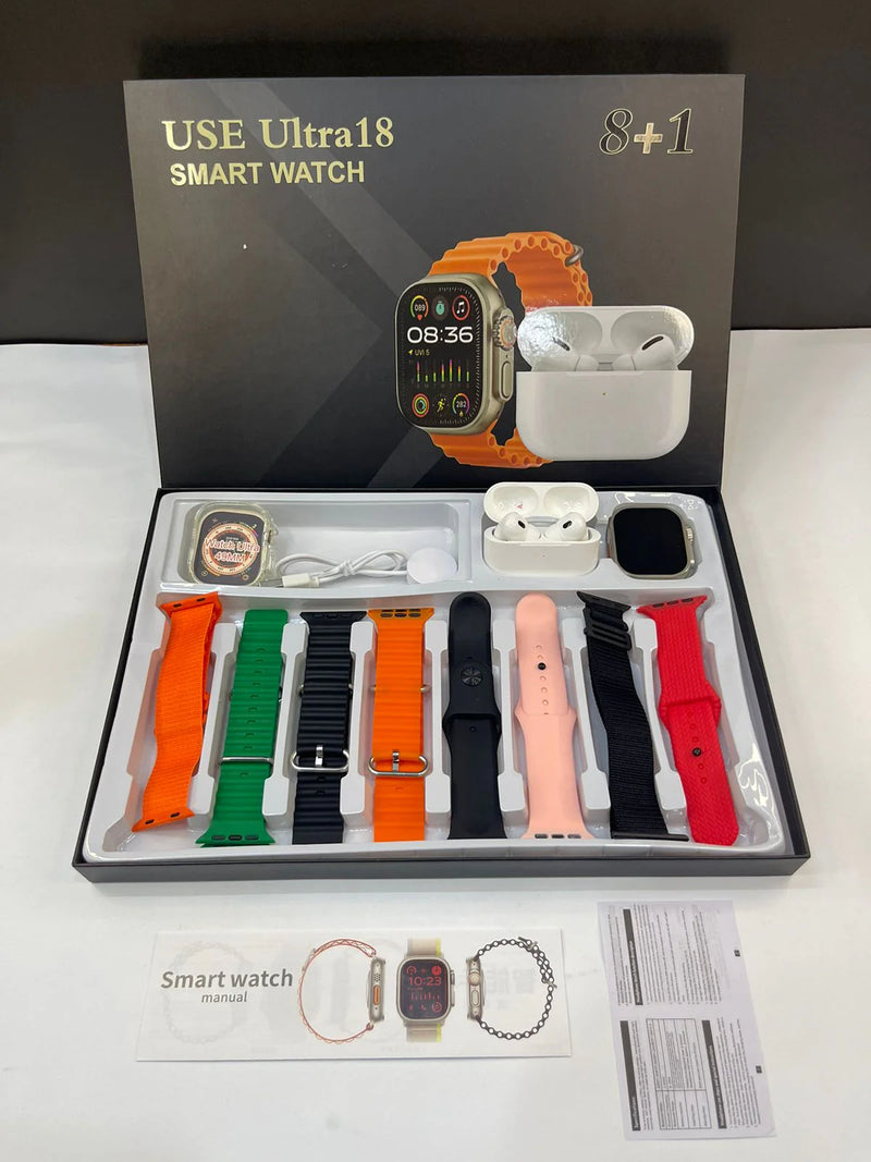 ⌚🔥 Smartwatch Use-Ultra 18 + 7 Correas + Funda