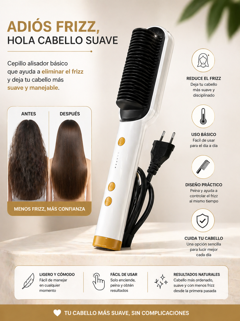 ✨💇♀️ Cepillo Alisador Iónico para Cabello – Peinado Fácil y Rápido