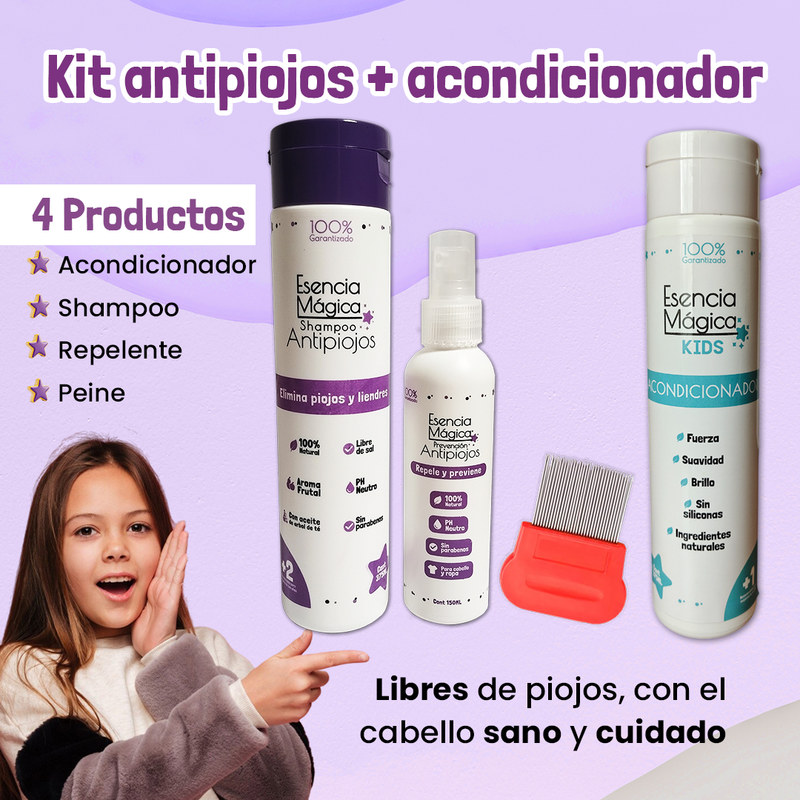 🧴✨ Kit Antipiojos + Acondicionador Esencia Mágica 4 en 1