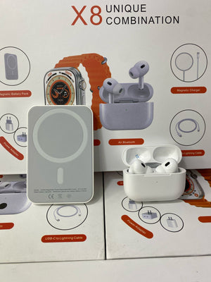 ⌚🎧 Combo Smartwatch X8 Ultra + Audífonos + Power Bank